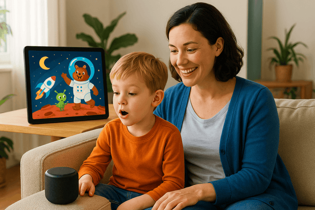 Tannya app mockup showing parent and child interaction